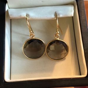 Brown faceted dangle earrings